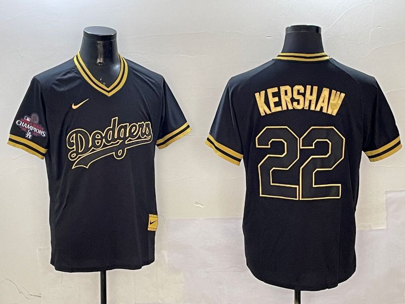 Men Los Angeles Dodgers #22 Kershaw Black Gold Game 2025 Nike MLB Jersey style 3257